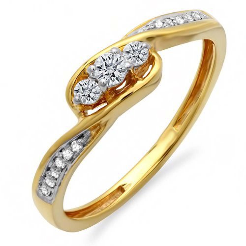 Imagen de Dazzlingrock Collection Anillo de compromiso de oro de 10 quilates con diamantes redondos de 0
