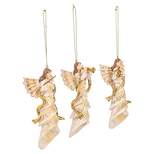 Kurt Adler Polyresin Angel W/Musical Instrument Ornament #TOP1