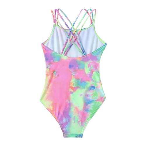 Kids One Piece Swimsuit Girls 7-14Years Cute Beach Summer Crossback Bathing Suit Back Criss Cross Swimwear4
