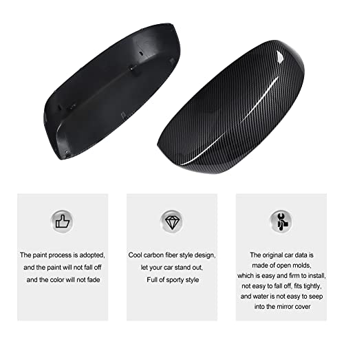 JDMON Compatible with Door Rearview Mirror Half Cover Cap GMC Sierra 1500 Chevy Silverado Avalanche Tahoe Suburban Yukon Cadillac Escalade 2007-2013 Replace 25788156 25788157(Carbon Fiber Style)