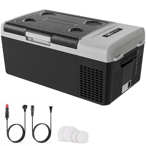 EKOJUCE Portable 12V Refrigerator, 17 Quart Compressor Electric Cooler, 12V