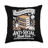 Anti-Social Book Club Reading Coffee & Candle Cottage Goth Throw Pillow
