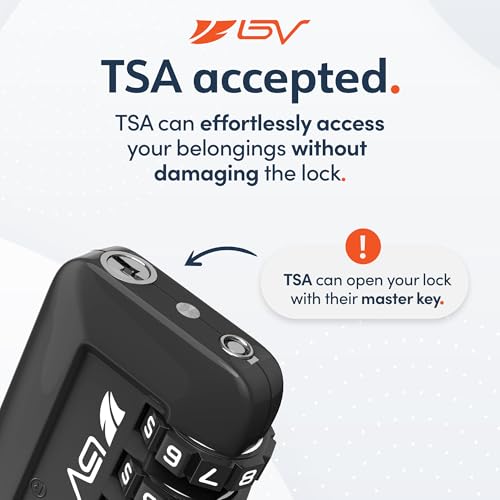 BV TSA Approved Luggage Travel Lock, Set-Your-Own Combination Lock for Suitcases, Bags and Gym Lockers, 2 Pack