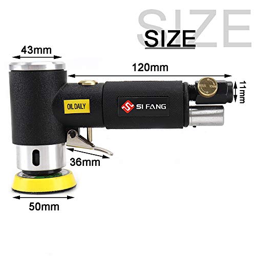Si Fang 48Pcs 1'' 2'' 3'' Mini Random Orbital Air Sander Kit,High Speed Mini Pneumatic Sander Polisher For Auto Body Work, Includes 1/2/3In Polishing Sponge & Wool Pads Sandpapers(Black Kit) #TOP3