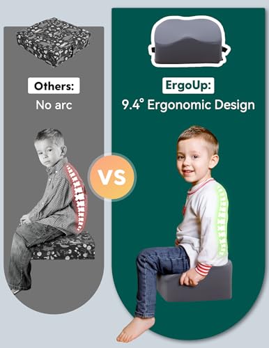 Image of Babelio Ergo-Designed Booster Seat for Kitchen Chair, Promote Proper Upright Posture, Toddler Booster Seat for Dining Table, Removable & Washable Cover, Suitable for 18 Months to 5 Years, Dark Grey