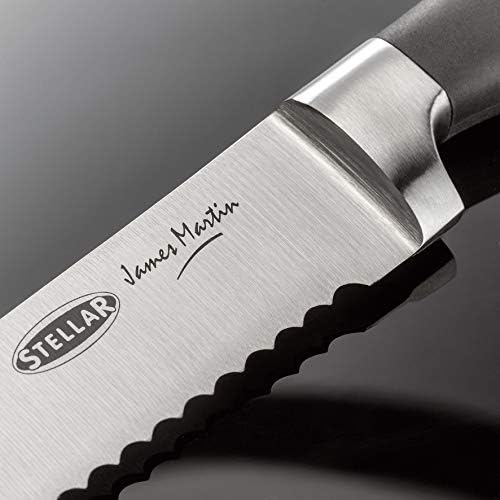 Stellar James Martin IJ41 Scalloped Chef's Knife 15cm/6" - Carbon Stainless Steel, Razor Sharp Blade, Anti-Slip Handle