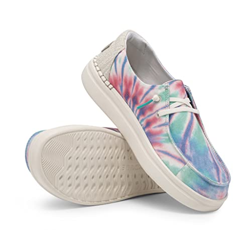 Image of Hey Dude Women's Wendy Rise Moc Toe Shoes, Candy Tie Dye, 5 UK