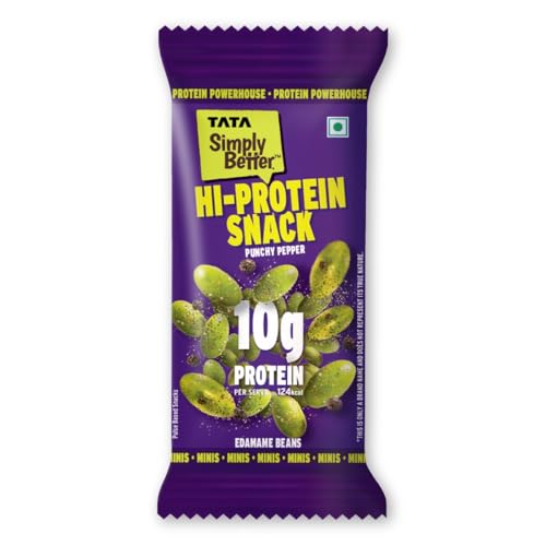 Image of Tata Simply Better Punchy Pepper Flavoured Edamame Beans, Pack of 5, Hi-Protein Snack (28g Each)