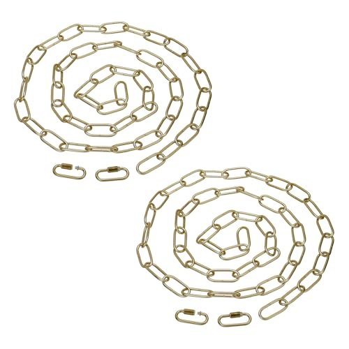 Image of PATIKIL 6ft Lighting Hanging Chain, 2pcs Metal Looping Chain with Quick Link Screw Lock Connectors for Plant Pot Chandelier Pendant Light Fixture, Brass