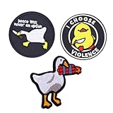 EUREKORA Lustiger Süßer Entenbissmesser-Aufnäher 3 Stück Militär Gänse Enten Patches Klett Patch Lustig für Rucksäcke Taschen Geschirre Westen Militäruniformen Jacken Jeans Hüte