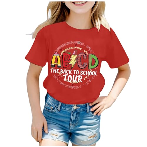 The Back to School Tour T Shirt for Girls Letter Print Short Sleeve T Shirts for Kids 2025 Casual Crewneck Tee Tops