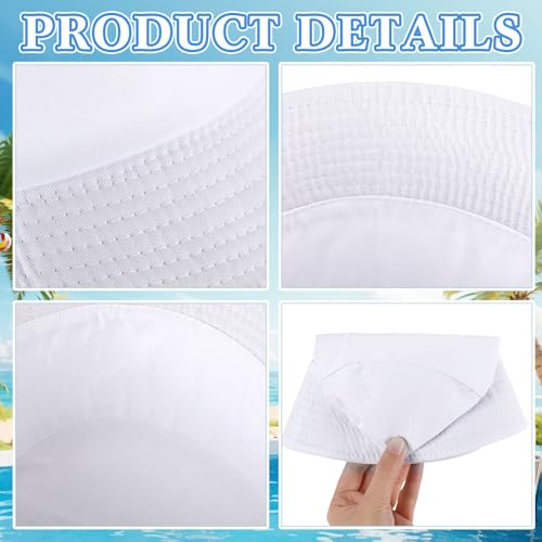 Image of 36 /24 /12 Pcs Bucket Hats for Men Women Bulk Cotton Fishing Cap UV Protection Beach Foldable Solid Color Sun Cap