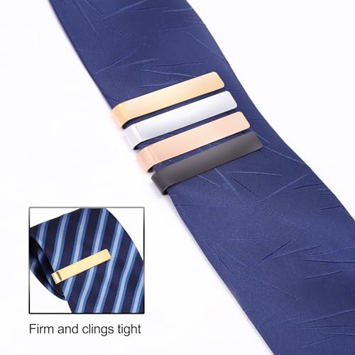 5Pcs Tie Clips, Tie Clip for Men, Elegant Tie Bar for Mens Stainlees Steel Tie Clips with Gift Box, Stylish Tie Bars Clasps for Men Unique for Business Wedding and More RNSXYAT