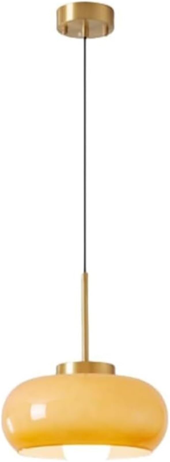 FZQSXAZU Pendant Light Ceiling Shade Vintage Cream Wind Chandelier All-Copper with Glass Shades Fixture Lamp for Kitchen Island Dining Room Bedroom Restaurant Living Room(Yellow)