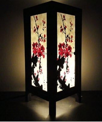 Thai Vintage Handmade Oriental Japanese Sakura Cherry Blossom Tree Branch Art Bedside Table Lamp