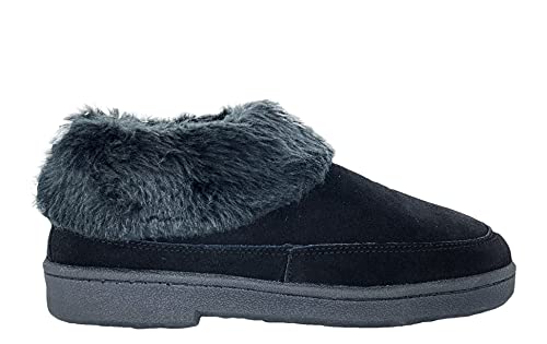 Clarks Womens Slipper Suede Ankle Bootie JMH1883 -Plush Faux Fur Collar and Lining - Indoor Outdoor House Slippers For Women (8 M US, Black Suede)3