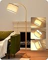 EDISHINE Dimmable Arched Floor Lamp, Gold Standing Lamp with Adjustable Line Lampshade, Rotary Switch, Reading Lights for Living Room, Bedroom, Study Room, Office, LED Bulb Included