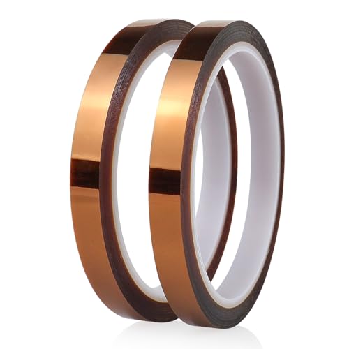 Image of BOMEI PACK 2 Pack 20mm x 108ft Polyimide Tape High-Temperature Resistant, No Residue Heat-Resistant Tape for Electric Task, 3D Printing, Soldering, Sublimation, Masking