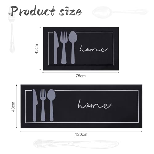 Miniatura 2 de Lhhmz Alfombra De Cocina De 2 Piezas Antideslizante Lavable, Alfombrilla De Cocina, Juegos De Tapetes De Cocina Para Cocina, Pasillo, Comedor Y Entrada, 43x75cm 43x120cm
