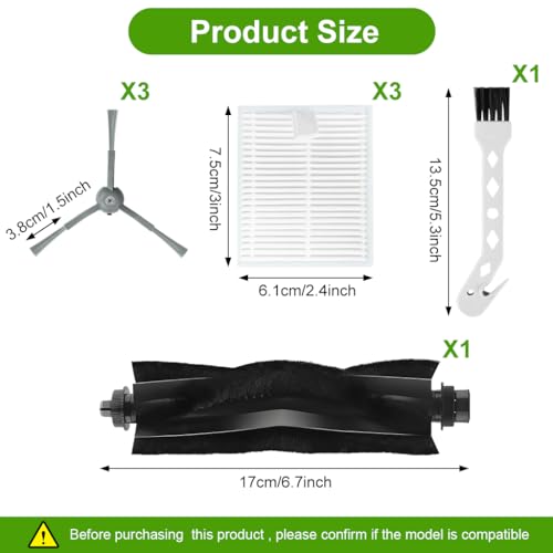 Image of HASTHIP 8Pcs Robot Vacuum Cleaner Accessories for Eufy L60, Replacement Accessories with 1 Main Roller Bursh, 3 Side Brushes, 3 Filtration Panels, 1 Cleaning Brush Tool, Cleaning Tools