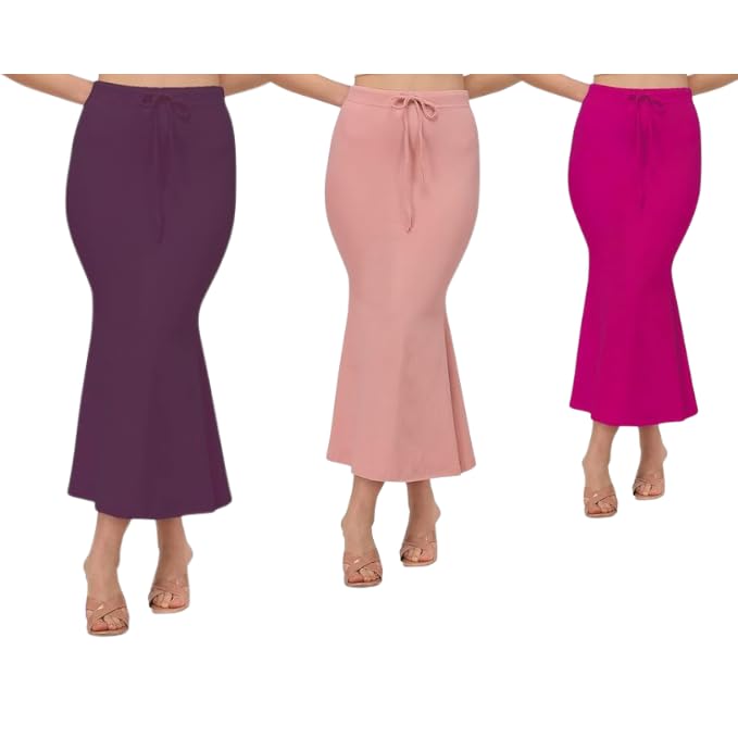 Image of Saree Shapewear Petticoat for Women | Fish Cut Mermaid Slim Fit Saree Shaper with Tummy Control & Side Slit | Stretchable Cotton Lycra Petticoat for Saree, Lehenga, Gown, Bridal Wear