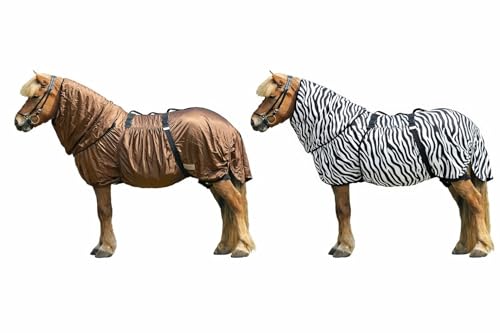 NETPROSHOP Spezielle Isländer Qualitäts Ekzemer Decke für Islandpferde Braun oder Zebra-Muster Größe 100-135, Groesse:130, Farbe:Braun