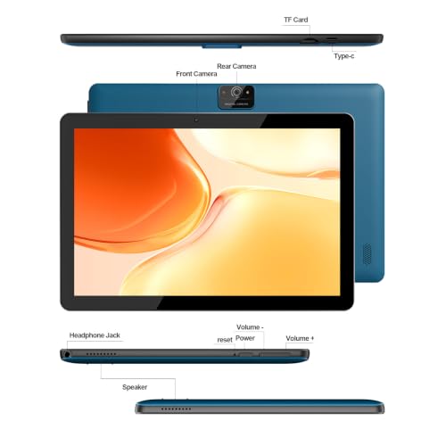 Image of Android Tablet 10 Inch, 3GB RAM 64GB Storage, Dual Camera 8.0MP, GMS Certified, Dual Speakers, HD Touch Screen, 6000mAh Battery, WiFi, Bluetooth - Blue