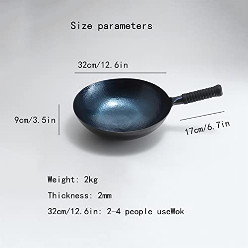 Wok de hierro sin recubrimiento artesanal grande para cocina miniatura 5