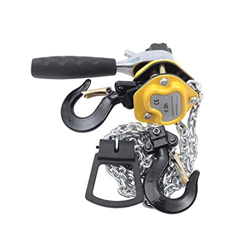 Manual Lever Chain Hoist, 0.25/0.5T Lever Block Chain Hoist 1.5/36/M Chain Hoist Alloy Steel G80 Chain Ratchet Lever Hoist with Hook for Warehouse Garages Construction (0.25T 3M)