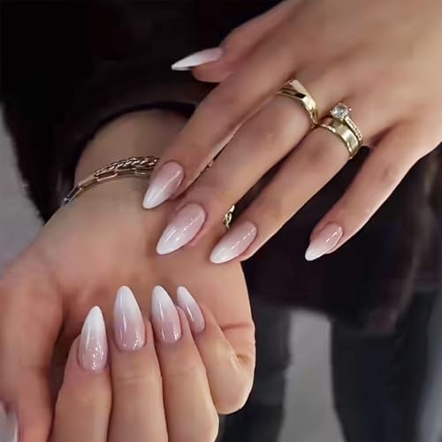 Cosmeria Press On Nails Set, uñas postizas para pegar, uñas de gel suave, uñas para pegar cortas, forma almendra para arte de uñas elegante
