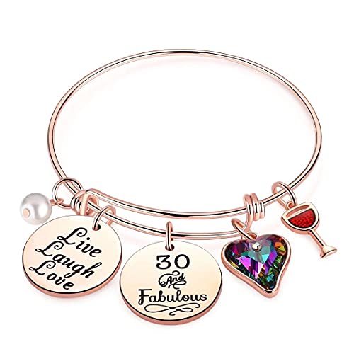 Image of Ursteel Birthday Gifts for Women Girls Bracelet, Birthday Charm Bracelets 10th 20th 30th 40th 50th 60th 70th 80th 90th Birthday Gift for Daughter, Sister, Friend, Teen Girls, Mom, Grandma