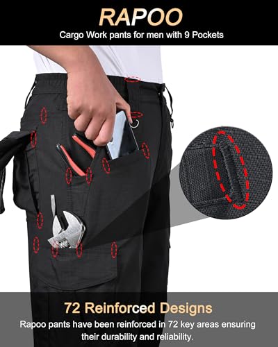 Image of Rapoo Ripstop Water Resistant Cargo Tactical Pants for Men EDC Hiking Work Military Army Pants with 9 Pockets
