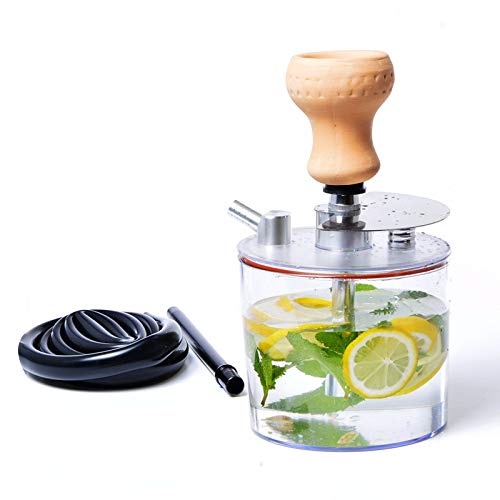 Acryl Shisha Set Komplett Tragbare Wasserpfeife mit Keramikschale + Shisha Schlauch + Holzkohle Clip Zubehör BPA Free