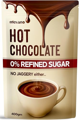 Image of Mevano Hot Chocolate Mix Powder | Refined SUGAR FREE | All Natural, REAL Cocoa without sugar, sweetened with Coconut Jaggery | Choco powder for Milk, Cold & hot shakes | No Preservatives | 400g