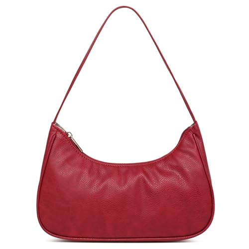 Image of Afashor Shoulder Bags for Women Vegan Leather Hobo Sling Tote Handbag Retro Clutch Purse with Zipper Closure