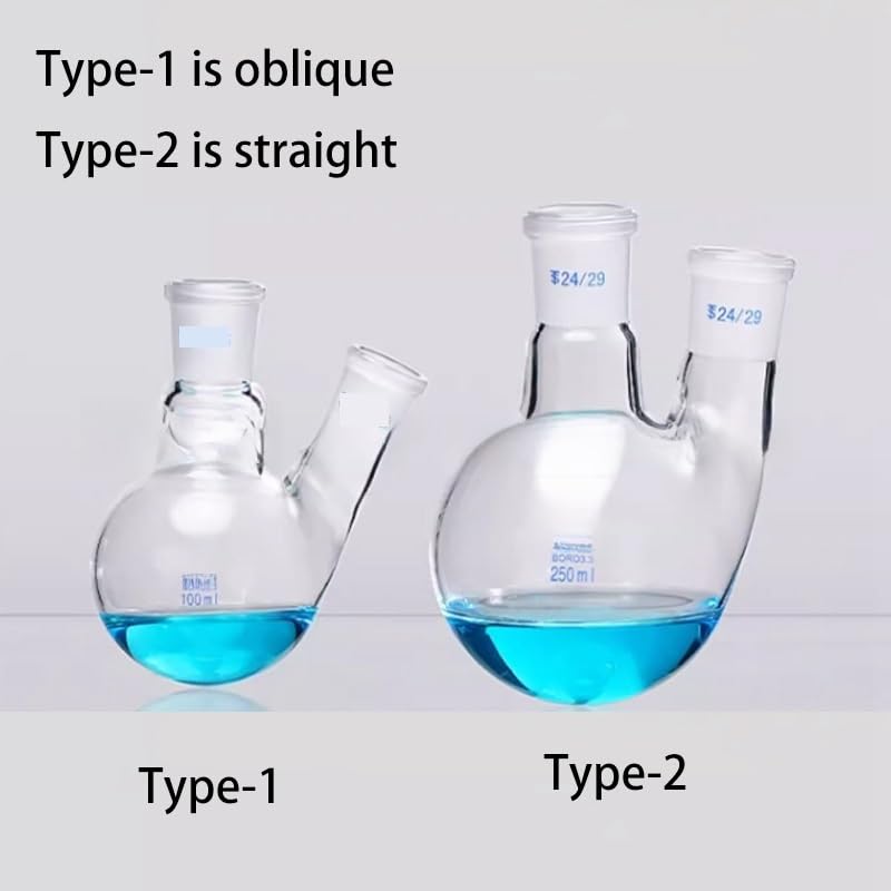Matraz de vidrio de alto contenido en borosilicato Matraz de destilación de doble cuello y fondo redondo de vidrio de borosilicato #24 de 100 ml - 1000 ml(1000ml Type-1)