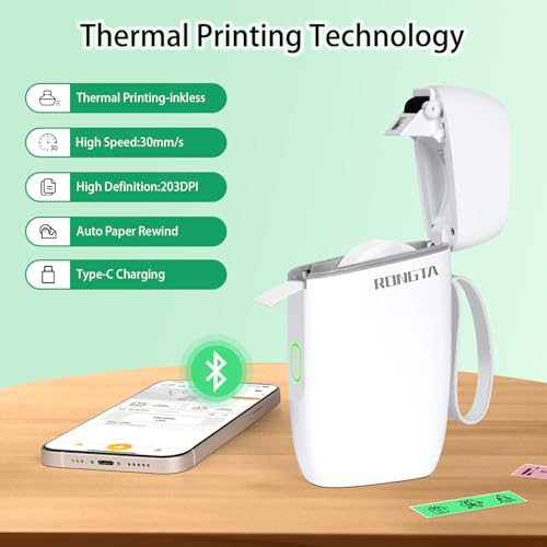 Rongta Label Maker Machine with Tape, Bluetooth Label Printer, Wireless Mini Label Makers with Multiple Templates for Organizing School Office Home, (White) - Image 6