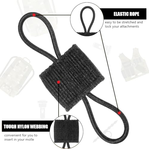 Proberos® Pack of 10 Tactical Gear Holder Clip Molle Webbing Retainer Elastic Binding Ribbon Buckle for Tactical Vests Backpacks Multi-Purpose Attachments for Backpacks, Vests
