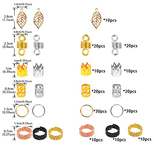 200 Pieces Dreadlocks Jewelry Metal Hair Cuffs Hair Rings Hair Pendants For Braids Hair Clip Decoration #TOP3