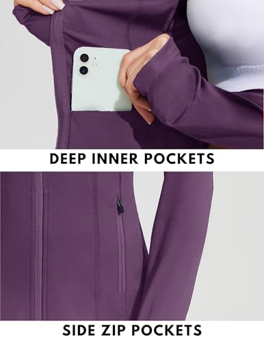 Image of PINSPARK Women's Athletic Jackets Slim Fit Workout Jacket Full Zip Up Running Gym Yoga Sports Tops with Pockets