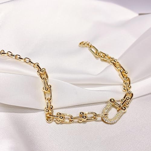 Gold Plated Link Bracelet with Cubic Zirconia for Women Trendy Adjustable Simple Chain Bracelets Dainty Jewelry Gift for Women3