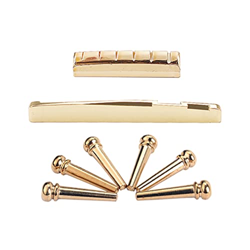 EXCEART 8Pcs Bronze Dourado Ponte Pinos Com Ponte Guitarra Sela Porca para Violão
