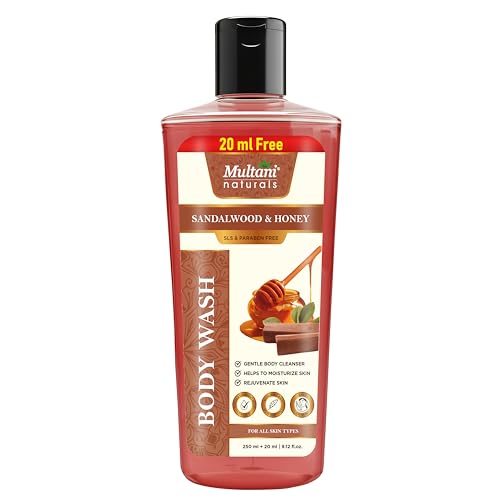 Image of Multani Naturals Sandalwood & Honey Body Wash I Ayurvedic Body Wash with Sandalwood & Almond Oil and Aloe Vera Extracts for Men & Women - its Unisex I Herbal Body Cleanser for Healing & soothing your Body I Paraben Free I Sulphate Free I Kind to All Skin Types I (270ml)