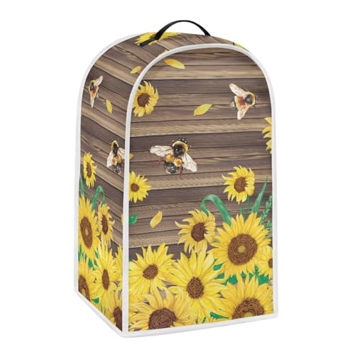 Image of Talayituse Bee Sunflower Wood Print Blender Dust Cover, Fingerprint Protection Cover for Stand Mixer or Coffee Machine, Home Kitchen Appliance Covers for Stain Dust Resistant Supplies