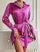 Zeagoo Wedding Guest Dress Fall 2025 Hot Pink Mini Sexy Deep V-Neck Formal Prom Going Out Tie Waist Dress,Large