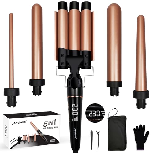 Ferro Arricciacapelli 5 in 1, 3 Barili da 25 mm, LCD 80°C -...