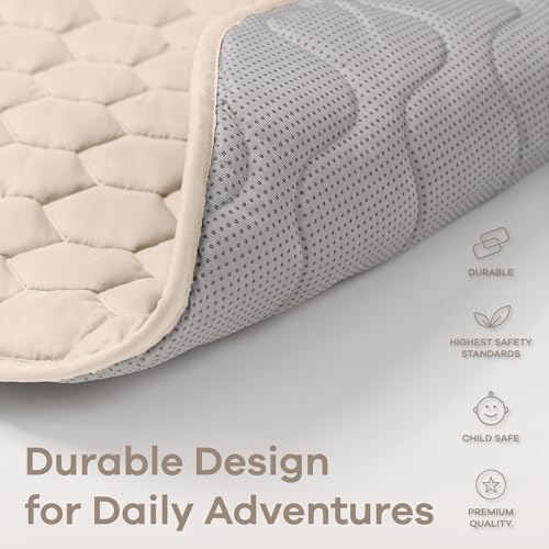 Comfy Cubs Kids Play Mat, Square 143 x 143 cm - 0+ Months, Soft Baby Mat with Non-Slip Bottom - Safe, Plush Quilted Surface for Kids Playtime, Tummy Time, and Comfort - Sand by Comfy Cubs - Image 5
