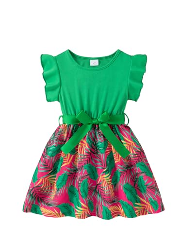 Little Girls Casual Dress Summer Spring Ruffle Short Sleeve Floral Dress Clothes 2-7 Years