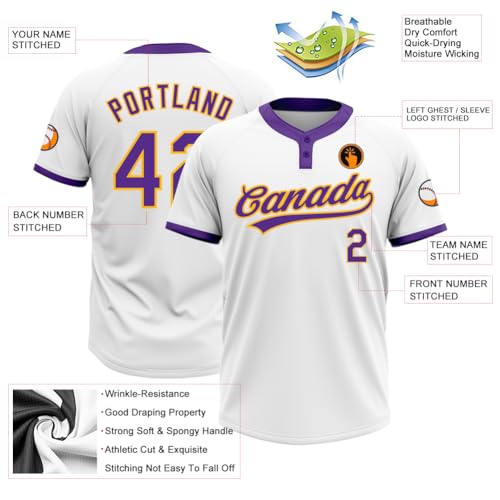 Custom Softball Jerseys Two Button Personalized Softball Shirts Sports Pullover Mens Baseball Uniform Shirt miniatura 2
