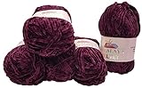 5 x 100 Gramm Himalaya Velvet Micro-Polyester Strickwolle , Babywolle samtig 500 Gramm Wolle (beere 90039)